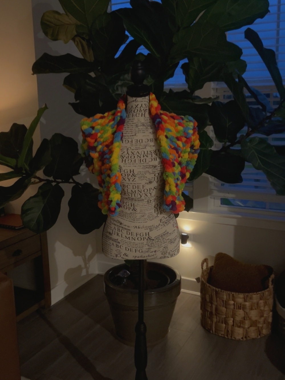 Hand Crafted Bright Multicolor Chunky Knit Shrug